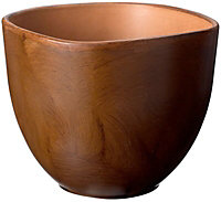 Merina Glazed Wood effect Ceramic Plant pot (Dia)14cm