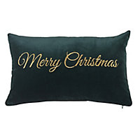 Merry christmas Green & gold Cushion (L)50cm x (W)30cm