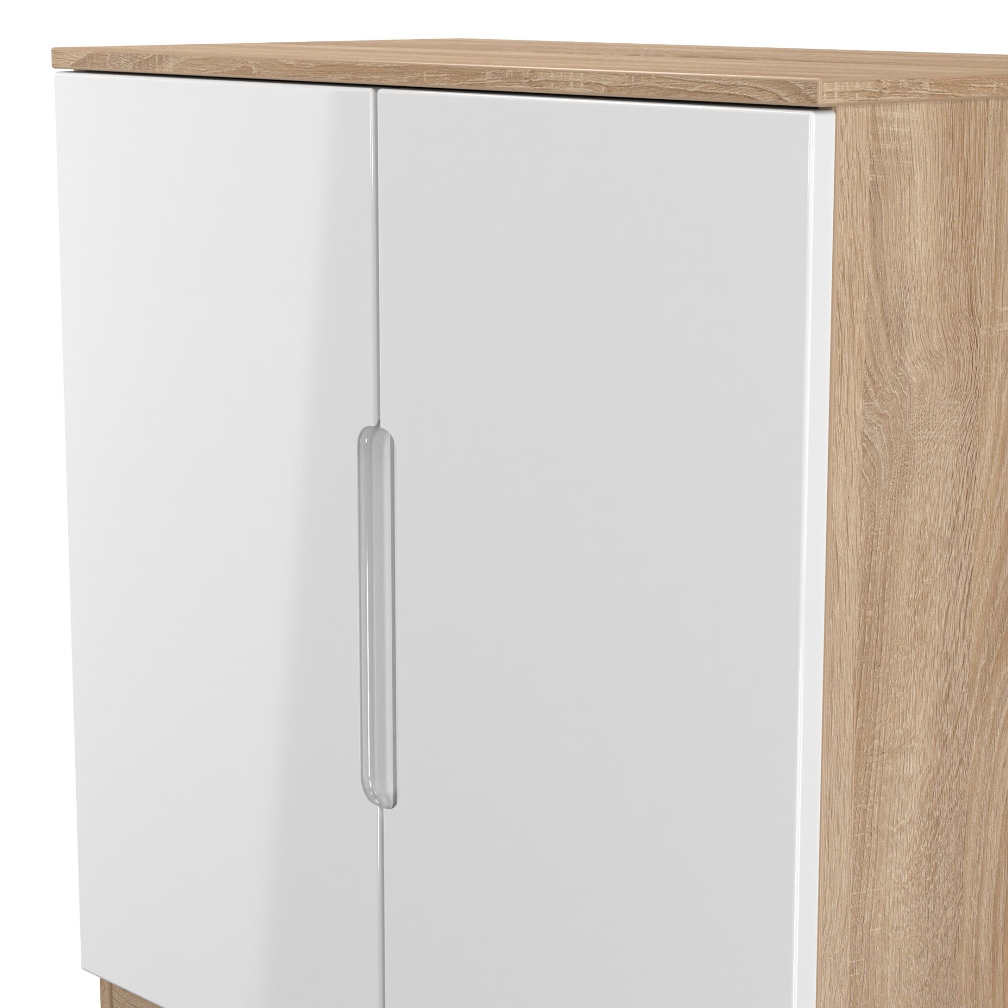 Messina 2 Door Gloss bardolino oak effect Storage cabinet (H)78.5cm x (W)74cm x (D)38.5cm
