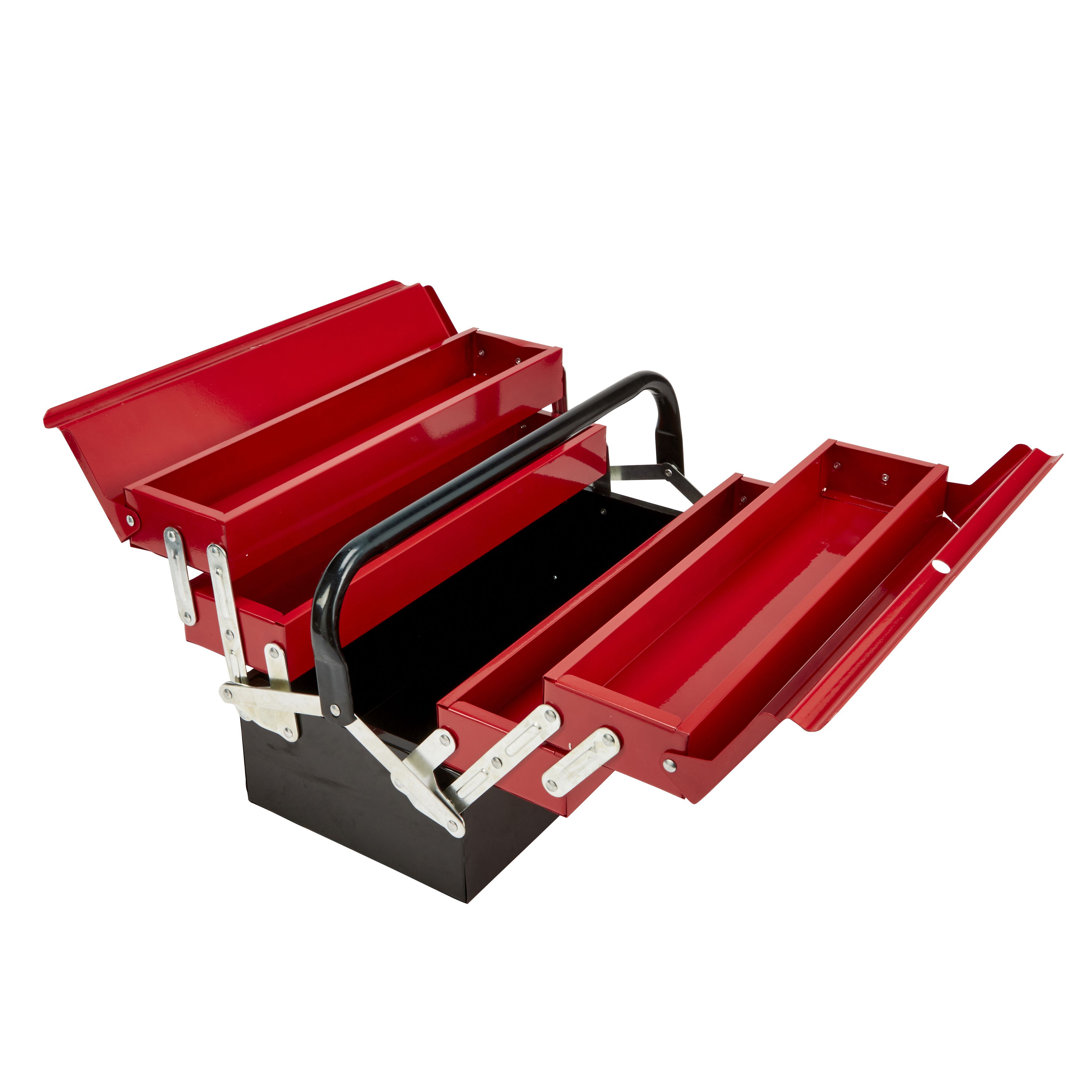 High Grade Metal Tool Box for Home and Garage 3 Compartment Red