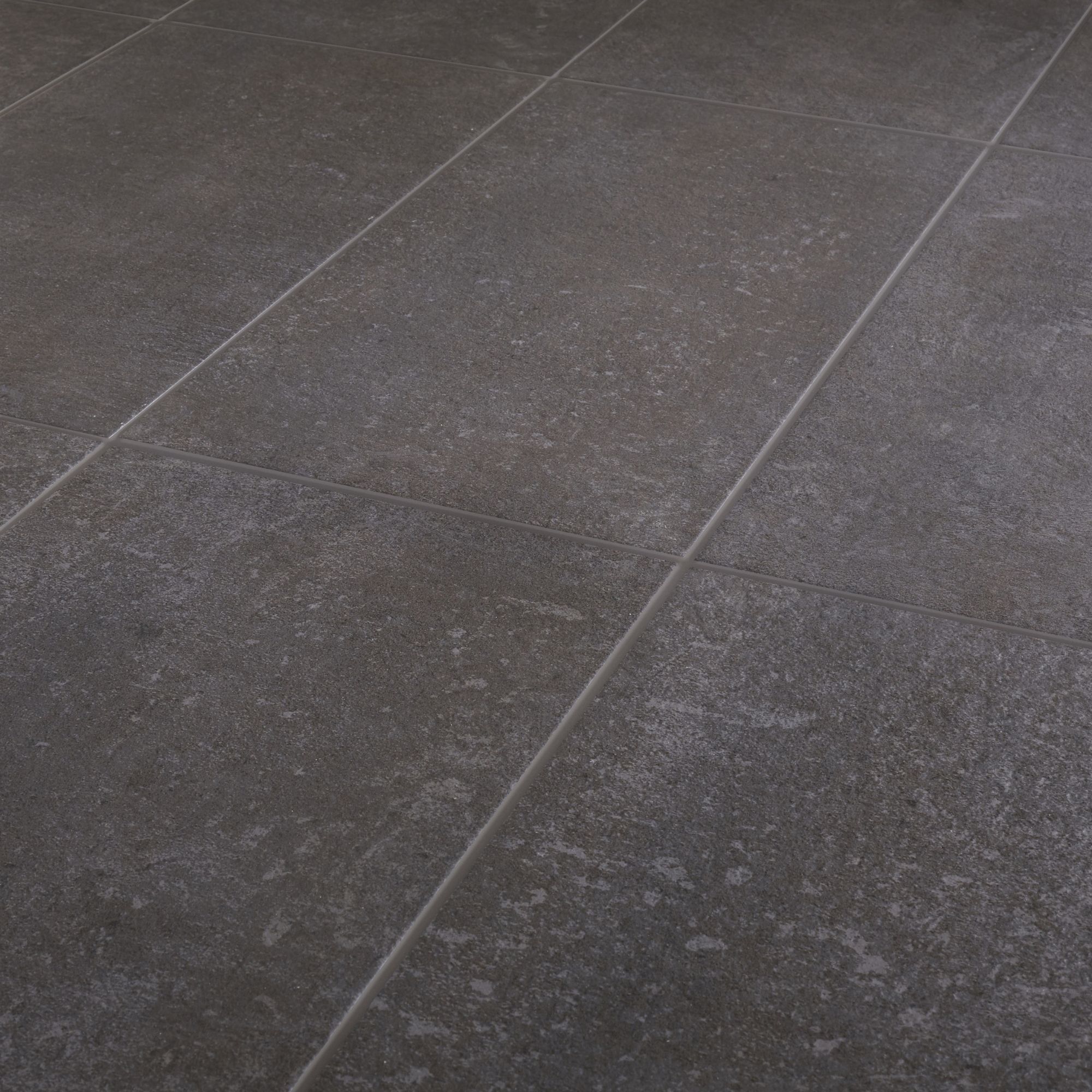 Metal ID Anthracite Matt Flat Concrete effect Porcelain Wall & floor Tile Sample - 4