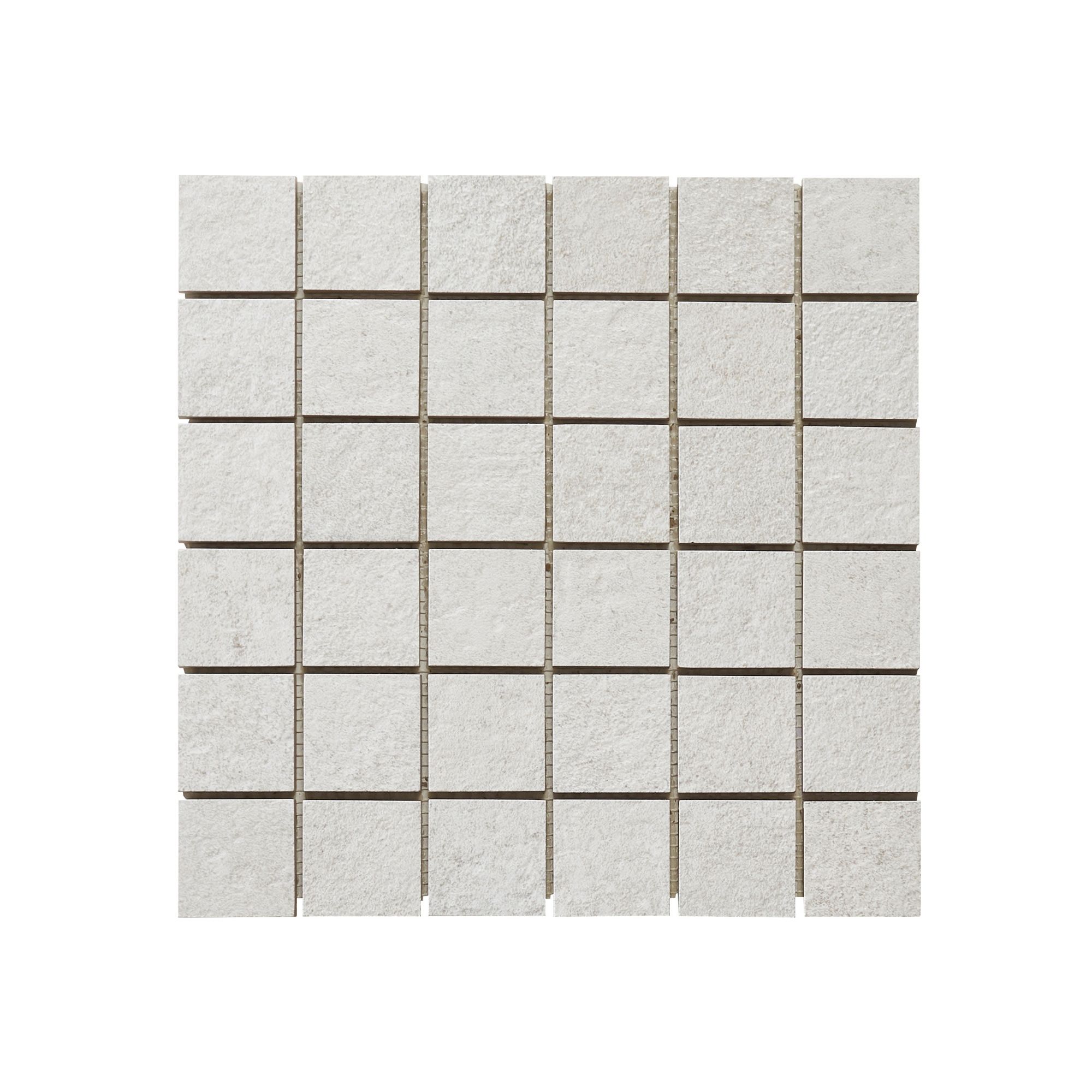 Metal ID Light grey Smooth Matt Concrete effect Porcelain 5x5 Mosaic tile, (L)305mm (W)305mm