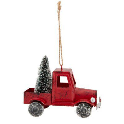 Metal Rustic truck Decoration - Red