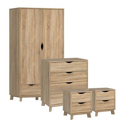 Metcalfe Oak Effect Bedroom Furniture Set 