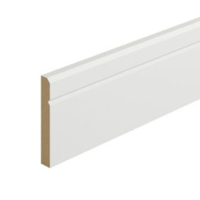 Metsä Wood Primed White MDF Bevelled Skirting board (L)2.4m (W)119mm (T)18mm, Pack of 4