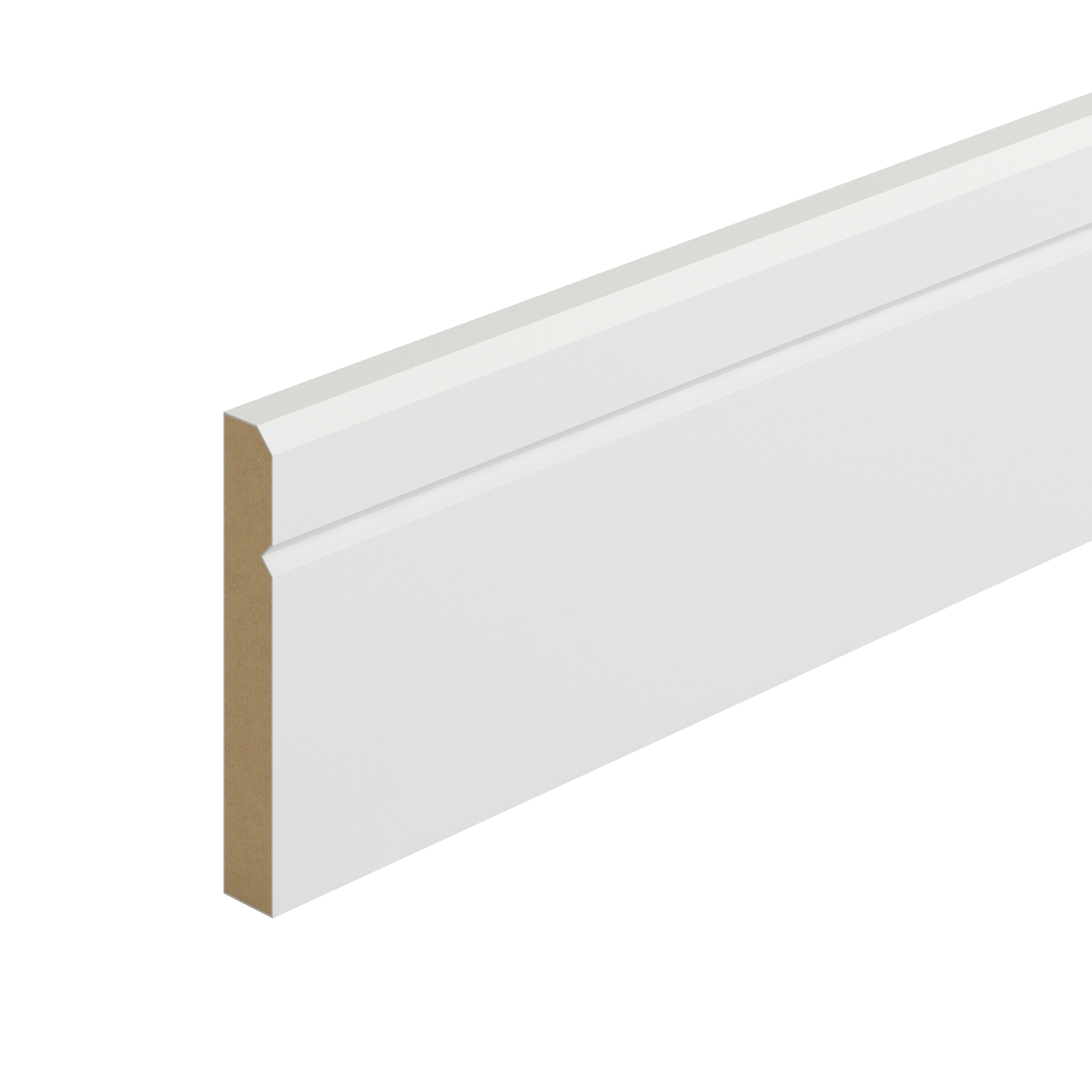 Metsä Wood Primed White MDF Bevelled Skirting board (L)2400mm (W)119mm (T)18mm, Pack of 4