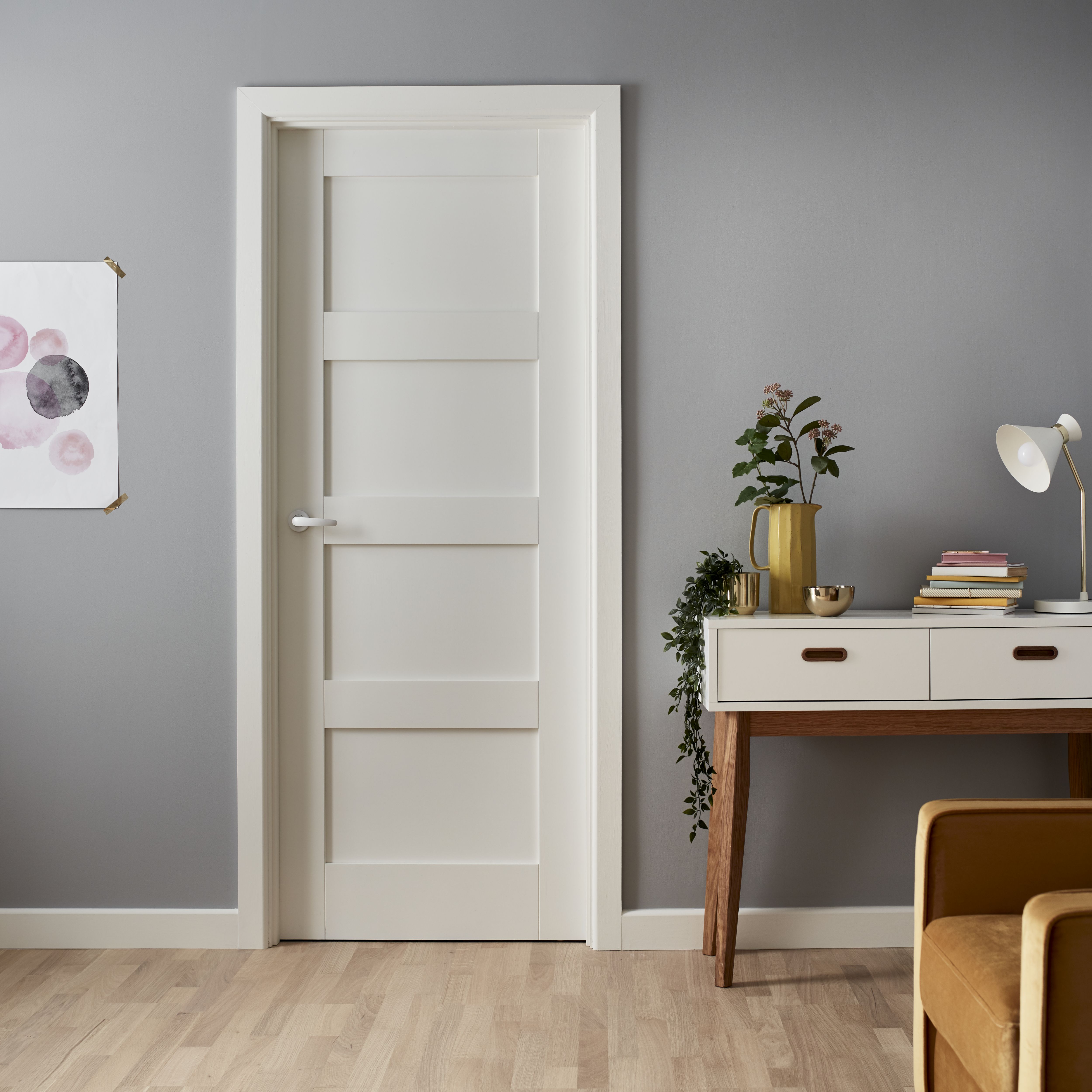 Metsä Wood Primed White MDF Bullnose Skirting board (L)2400mm (W)94mm (T)14.5mm, Pack of 4