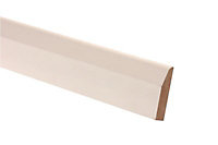 Metsä Wood Primed White MDF Chamfered Skirting board (L)2.1m (W)69mm (T)14.5mm