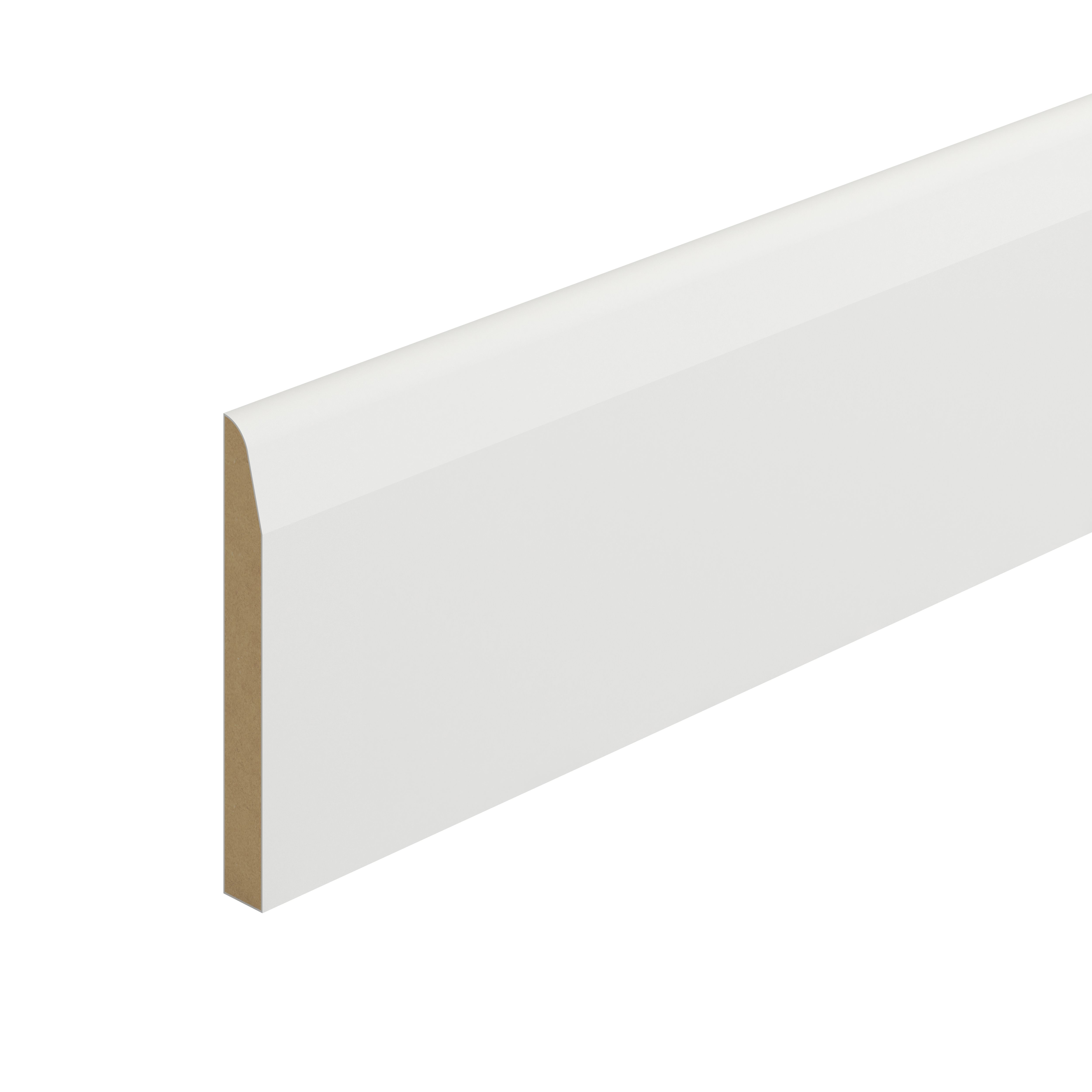 Mets�ä Wood Primed White MDF Chamfered Skirting board (L)2.4m (W)119mm (T)14.5mm, Pack of 4