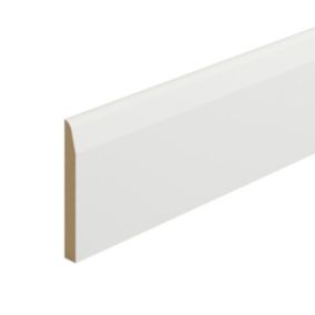 Metsä Wood Primed White MDF Chamfered Skirting board (L)2.4m (W)119mm (T)14.5mm, Pack of 4