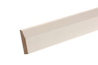 Metsä Wood Primed White MDF Chamfered Skirting board (L)2.4m (W)69mm (T)14.5mm, Pack of 4