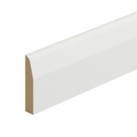 Metsä Wood Primed White MDF Chamfered Skirting board (L)2.4m (W)69mm (T)14.5mm, Pack of 4