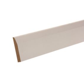 Metsä Wood Primed White MDF Chamfered Skirting board (L)2.4m (W)94mm (T)14.5mm