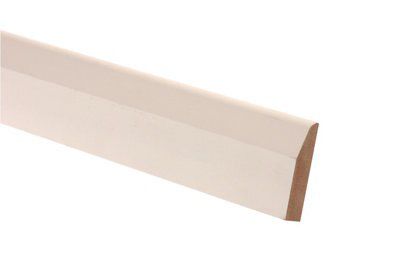 Metsä Wood Primed White MDF Chamfered Skirting board (L)2100mm (W)69mm (T)14.5mm
