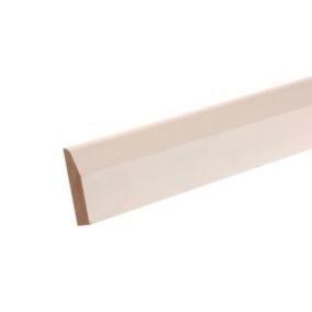 Metsä Wood Primed White MDF Chamfered Skirting board (L)2400mm (W)69mm (T)14.5mm