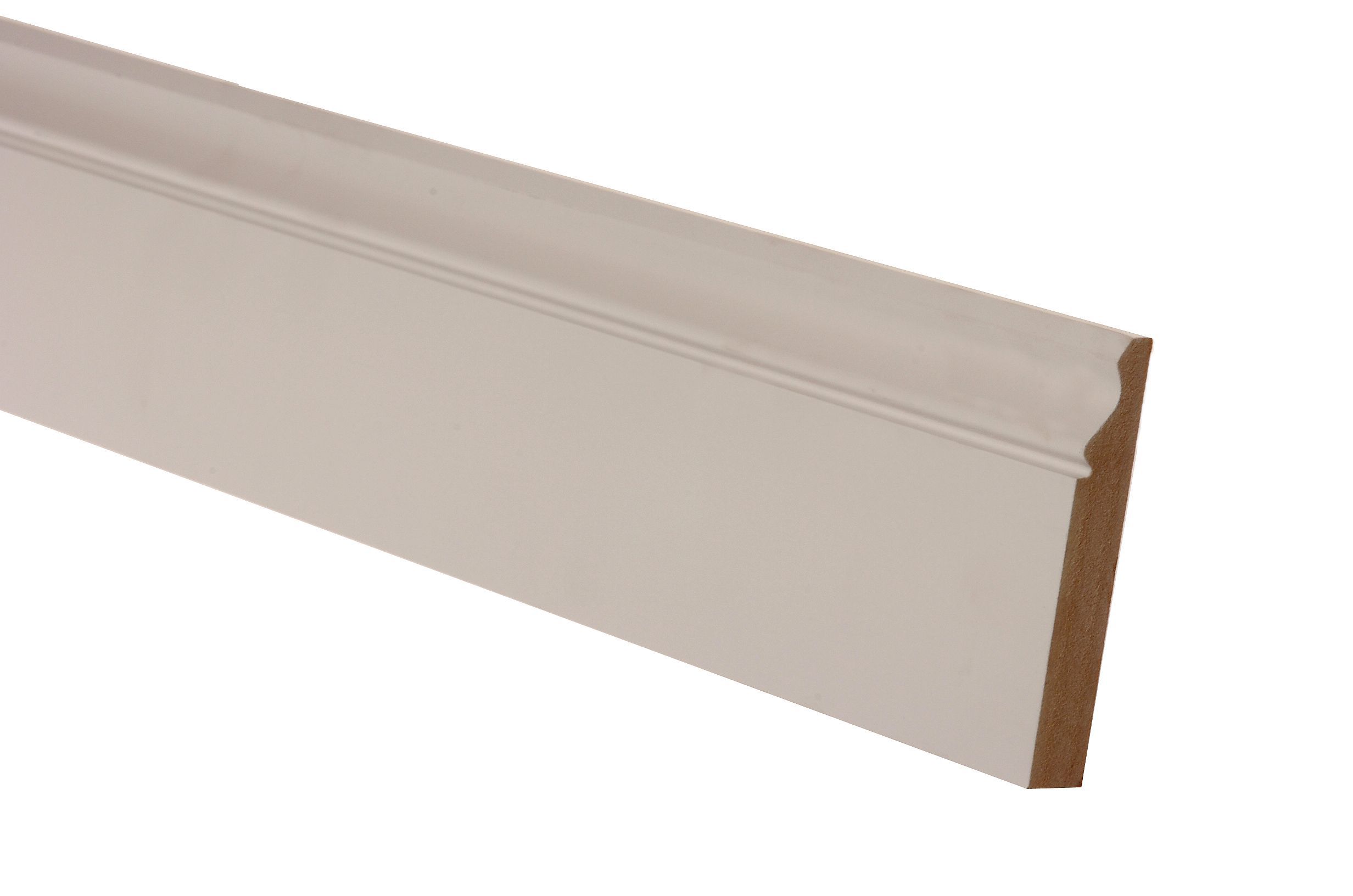 Metsä Wood Primed White MDF Ogee Skirting board (L)2400mm (W)119mm (T)18mm, Pack of 2