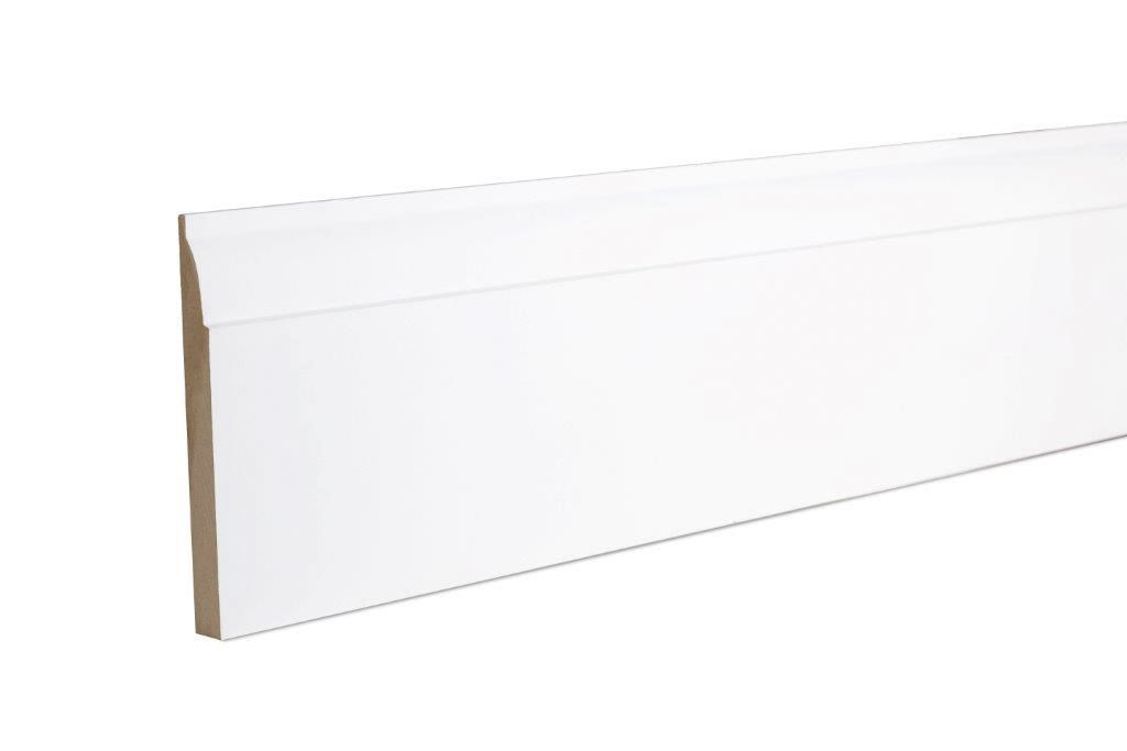 Metsä Wood Primed White MDF Ovolo Skirting board (L)2.4m (W)119mm (T)14.5mm