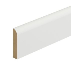 Metsä Wood Primed White MDF Round Skirting board (L)2.4m (W)69mm (T)14.5mm, Pack of 4