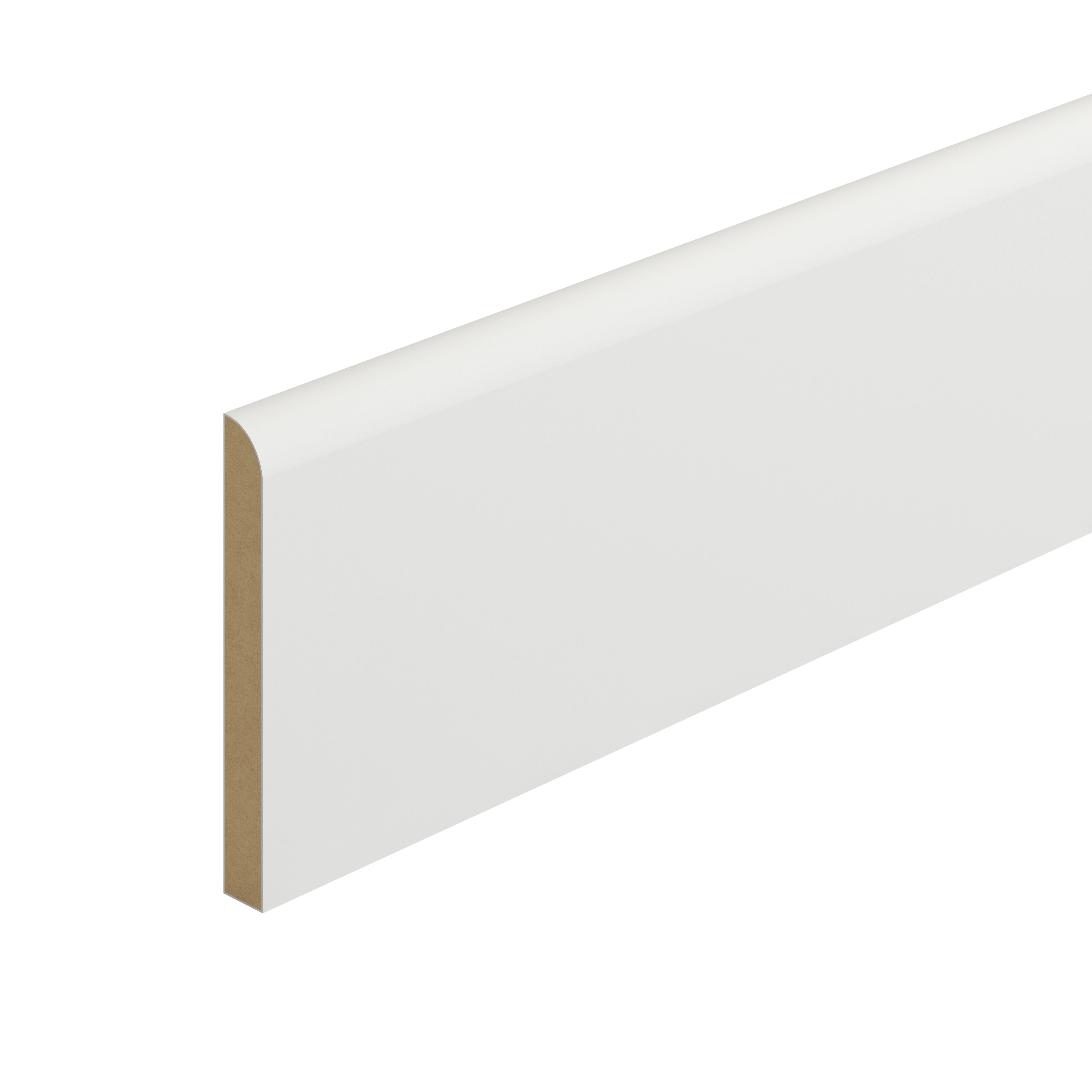 Metsä Wood Primed White MDF Round Skirting board (L)2400mm (W)119mm (T)14.5mm, Pack of 4