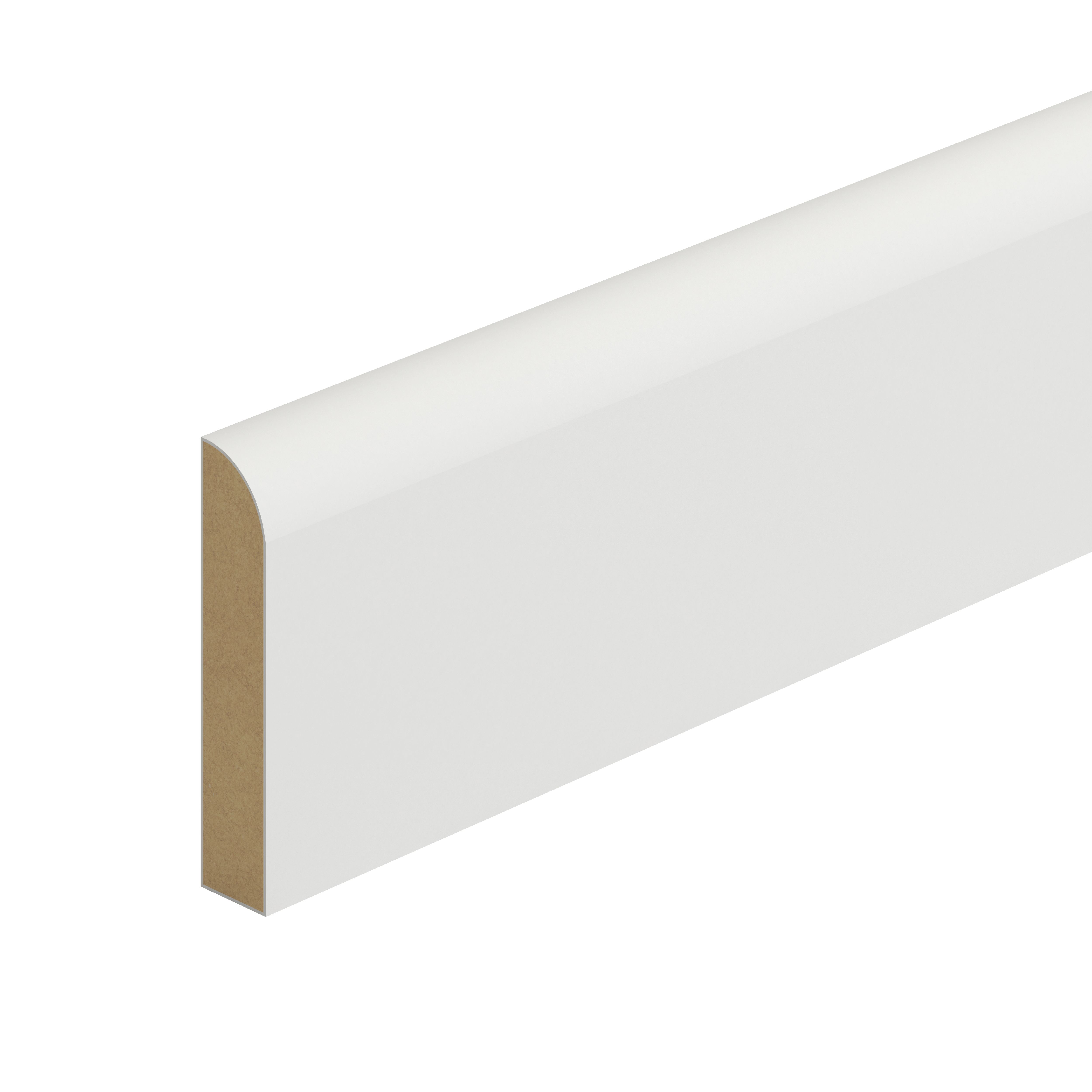 Metsä Wood Primed White MDF Round Skirting board (L)2400mm (W)69mm (T)14.5mm, Pack of 4