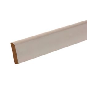 Metsä Wood Primed White MDF Rounded Skirting board (L)2.4m (W)119mm (T)14.5mm