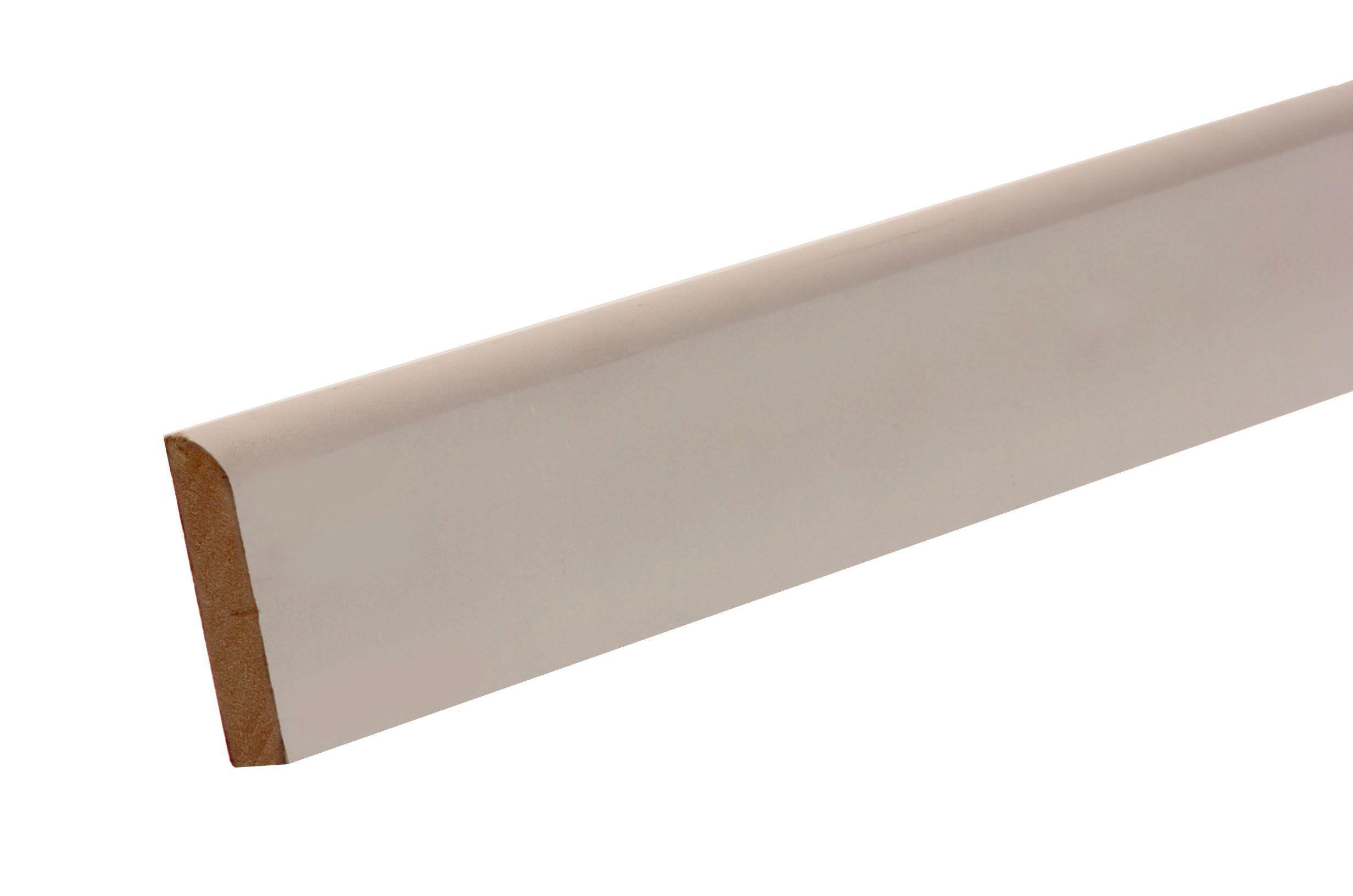 Metsä Wood Primed White MDF Rounded Skirting board (L)2.4m (W)94mm (T)14.5mm