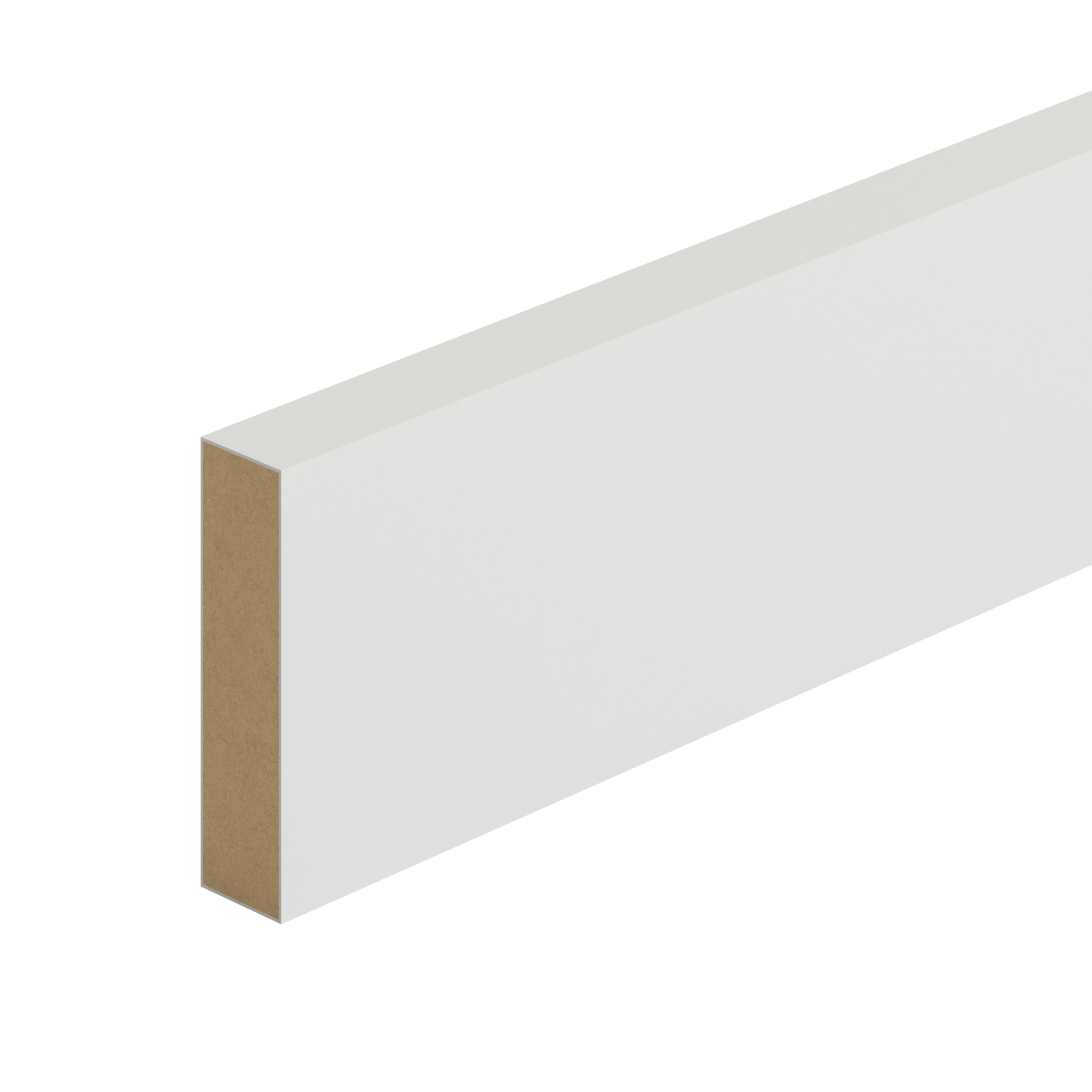 Metsä Wood Primed White MDF Square Skirting board (L)2400mm (W)69mm (T)18mm, Pack of 4