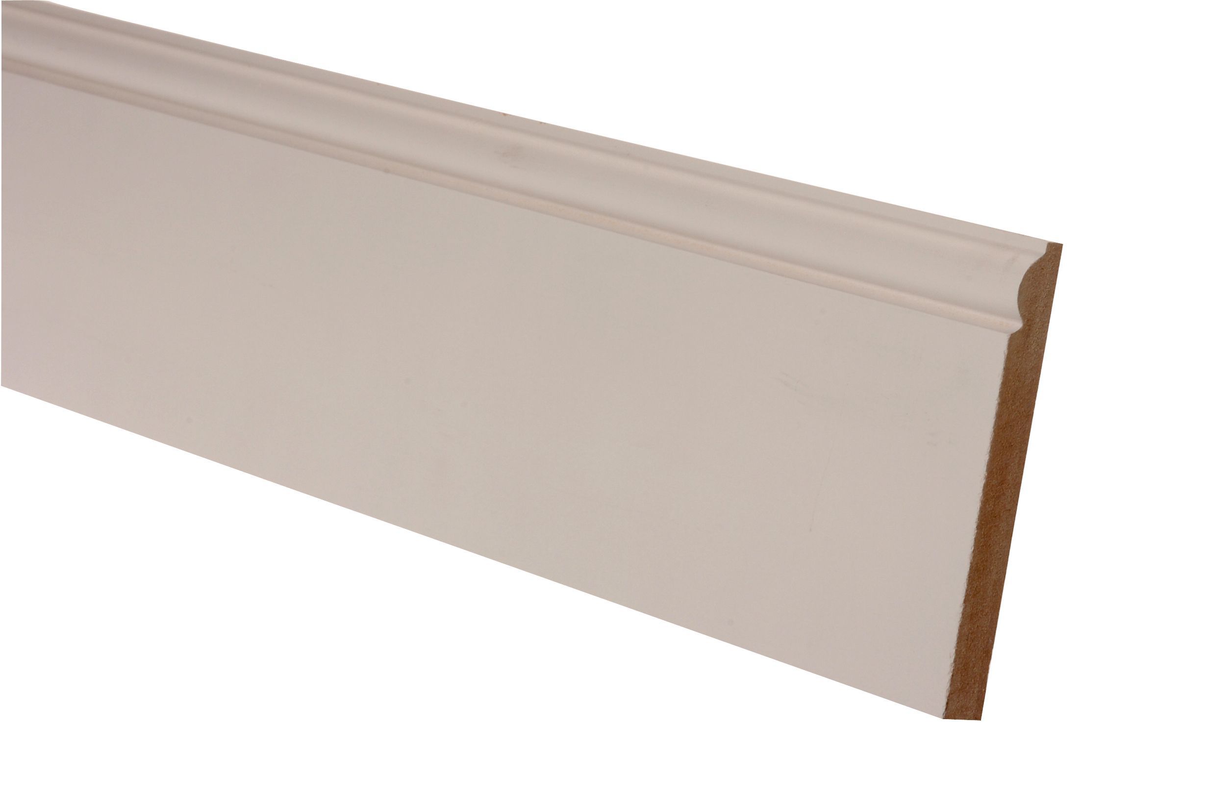 Metsä Wood Primed White MDF Torus Skirting board (L)2.4m (W)119mm (T)18mm, Pack of 2