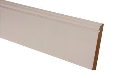 Metsä Wood Primed White MDF Torus Skirting board (L)2400mm (W)119mm (T)18mm