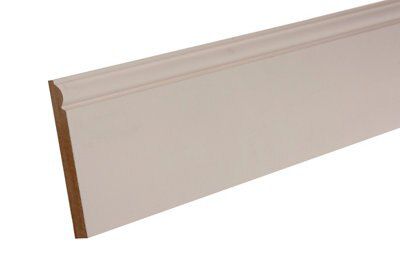 Metsä Wood Primed White MDF Torus Skirting board (L)2400mm (W)167mm (T)18mm, Pack of 2