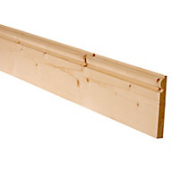 Metsä Wood Smooth Pine Torus Skirting board (L)2.4m (W)169mm (T)15mm, Pack of 4