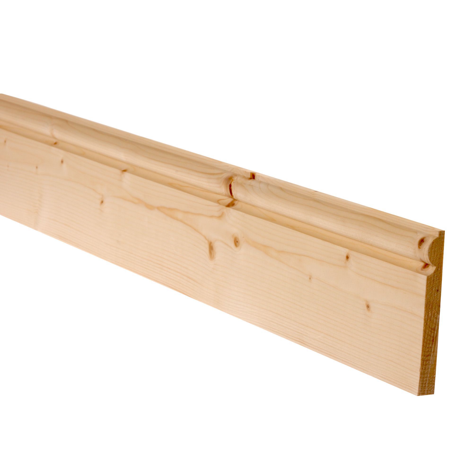 Metsä Wood Unfinished Pine Torus Skirting board (L)2400mm (W)119mm (T)15mm, Pack of 4