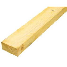 Metsä WoodTreated Rough sawn Whitewood spruce Timber (L)2.4m (W)100mm (T)47mm