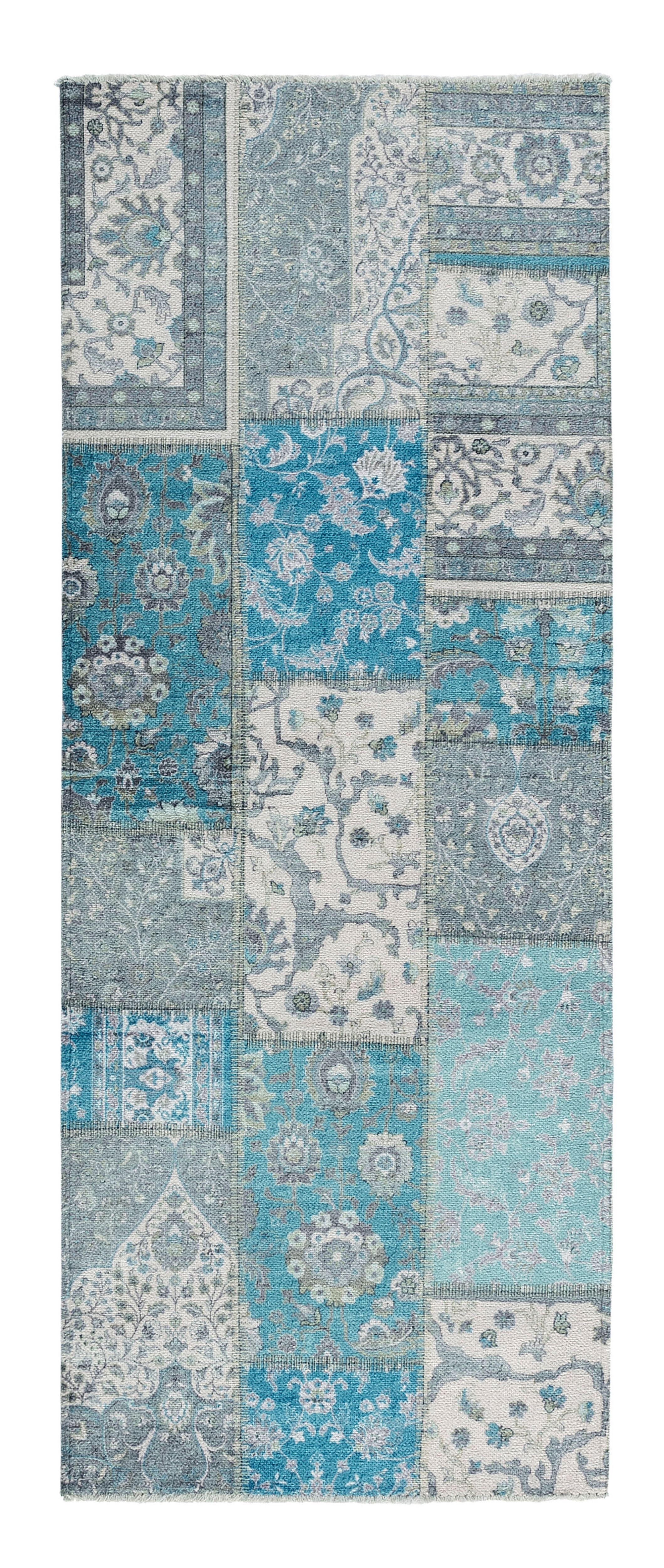 Michele Blue Traditional Large Runner, (L)195cm x (W)80cm