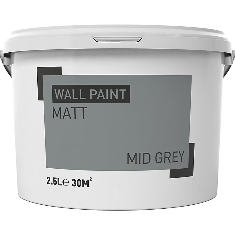 Mid grey Matt Emulsion paint, 2.5L | DIY at B&Q