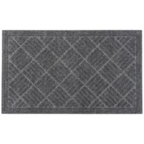 Mighty Mats® Dark Grey Parquet Door mat, 90cm x 60cm