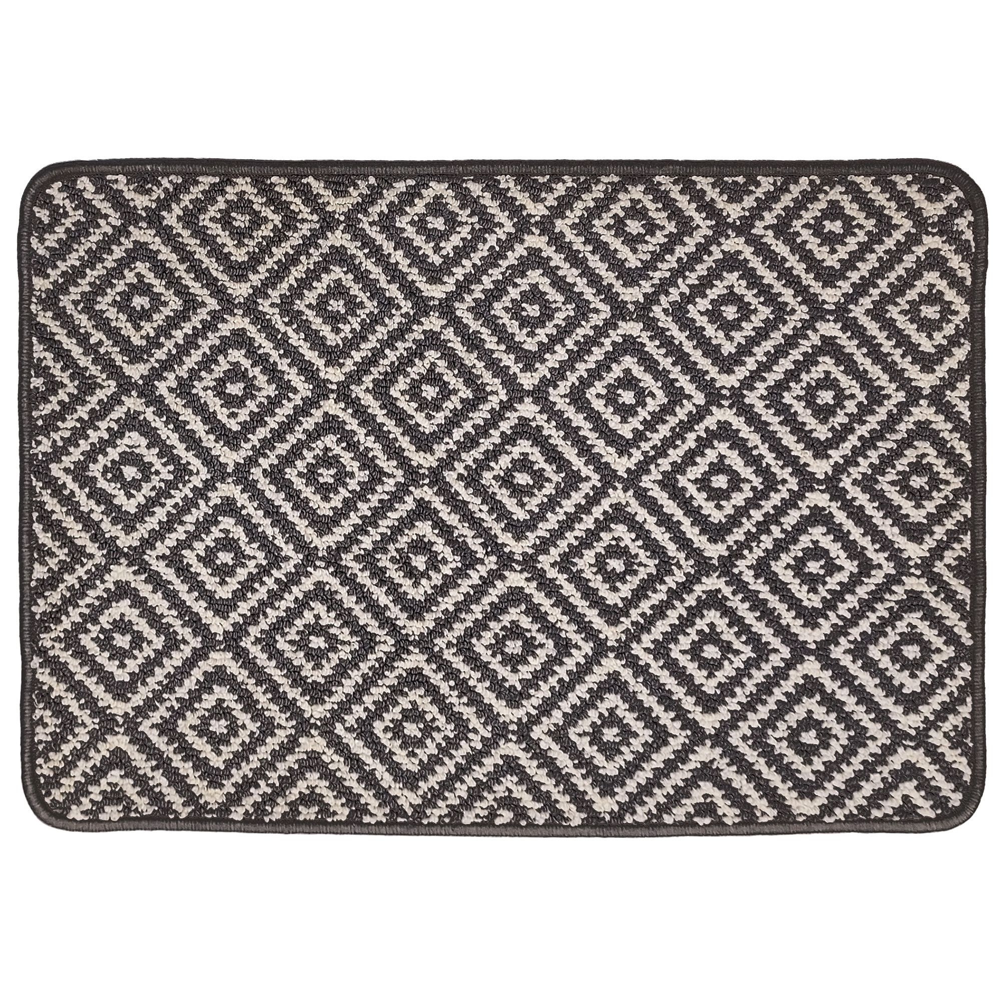 Mighty Mats® Dark Grey & White Geo Soft Loop Door mat, 75cm x 50cm ...