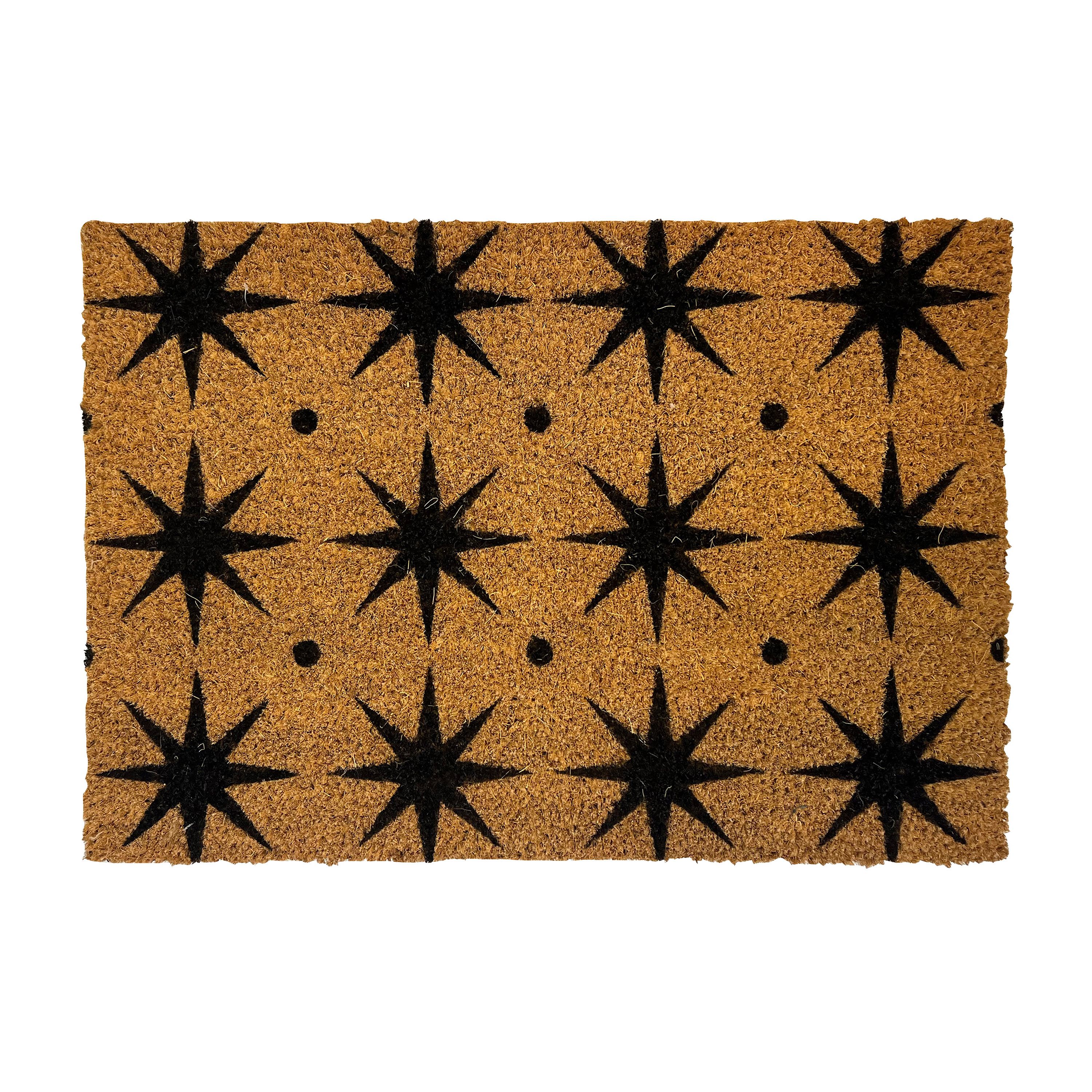 Mighty Mats® Natural & Black Star Door mat, 57cm x 40cm
