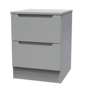 Milan Ready assembled Grey 2 Drawer Bedside chest (H)495mm (W)370mm (D)390mm