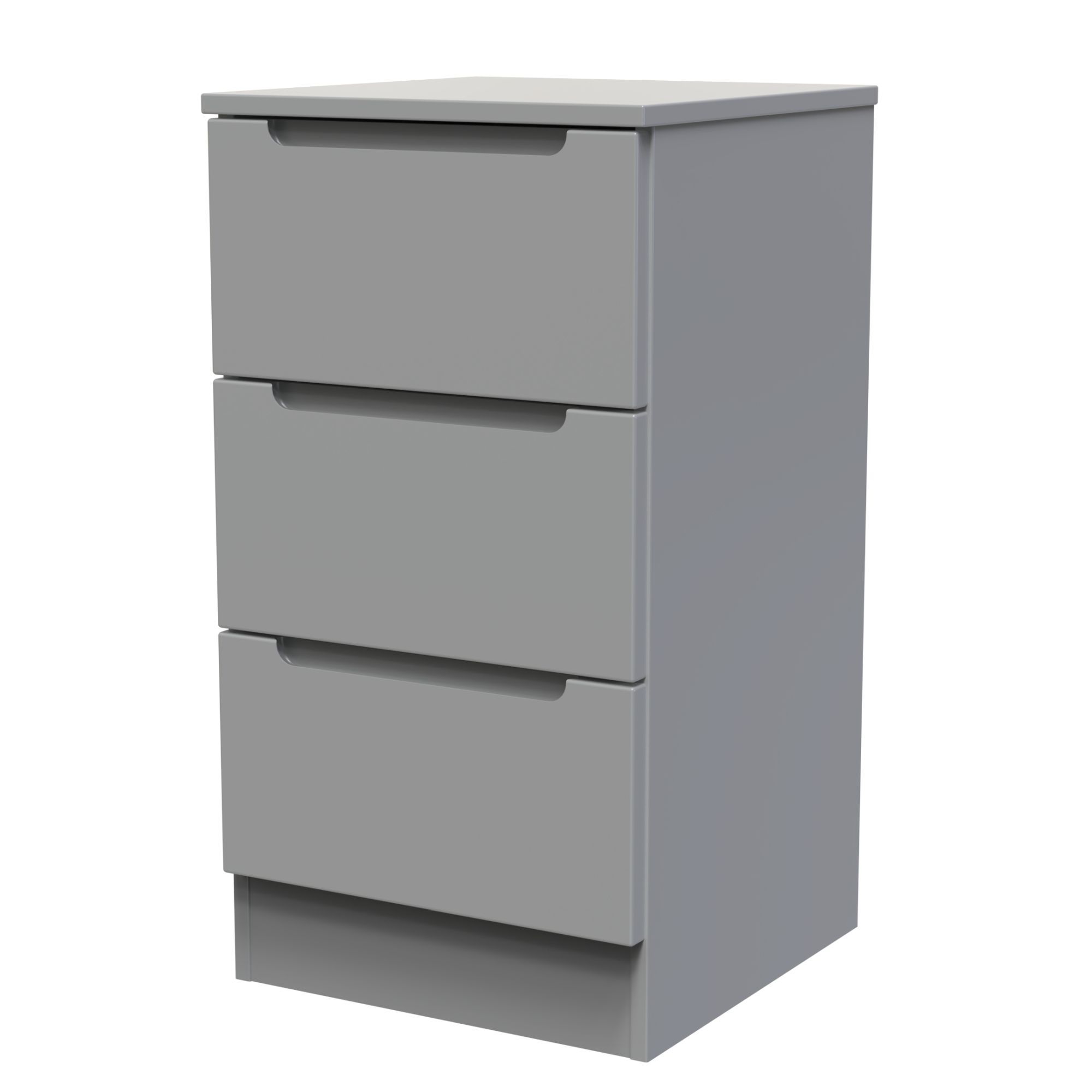 Milan Ready assembled Grey 3 Drawer Bedside chest (H)685mm (W)370mm (D)390mm