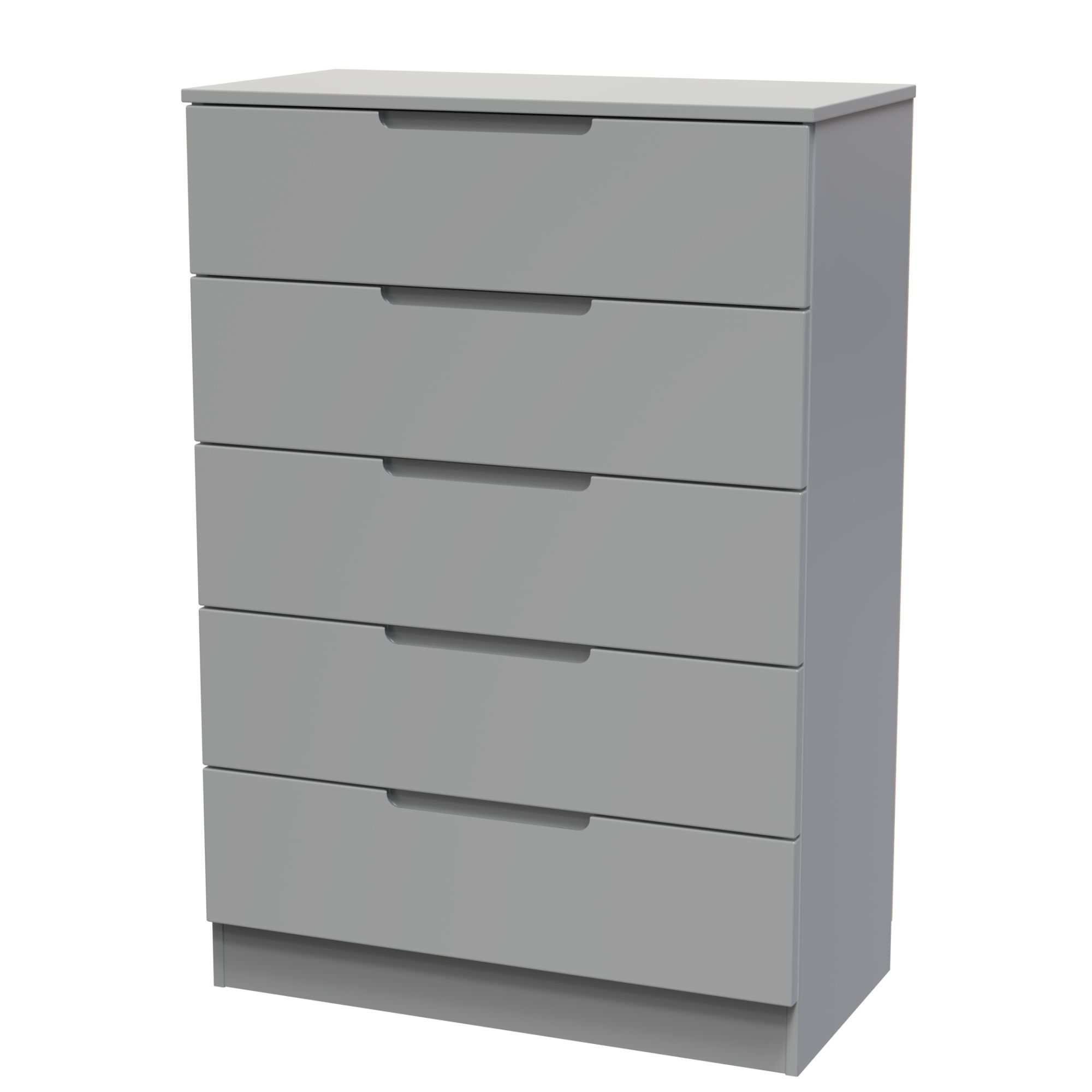 Milan Ready assembled Grey 5 Drawer Chest (H)1067mm (W)740mm (D)390mm ...