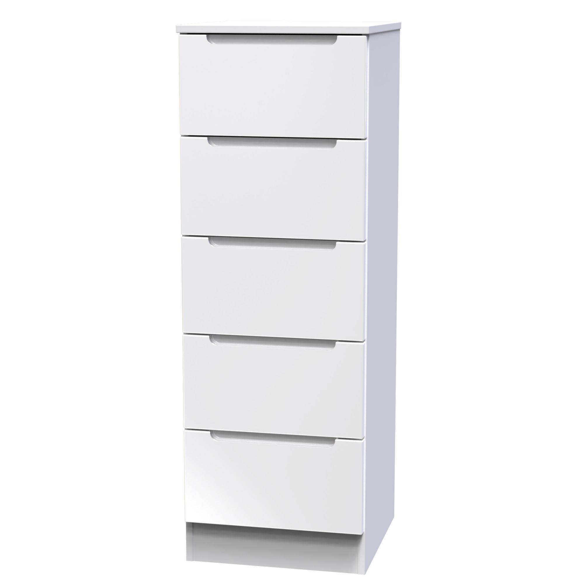 Milan Ready assembled Matt white 5 Drawer Bedside chest (H)1067mm (W)370mm (D)390mm