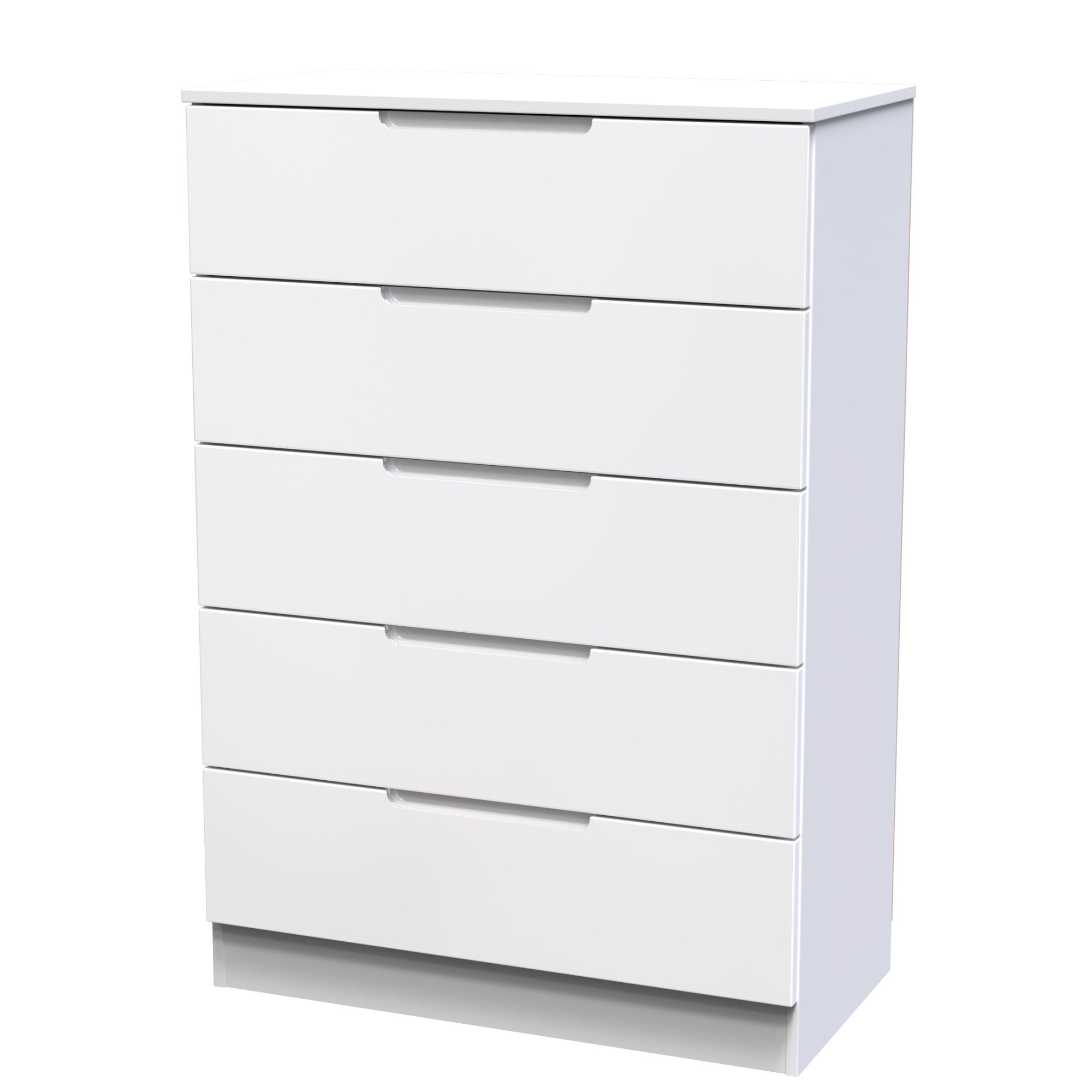 Milan Ready assembled Matt white 5 Drawer Wide Chest (H)1067mm (W)740mm (D)390mm