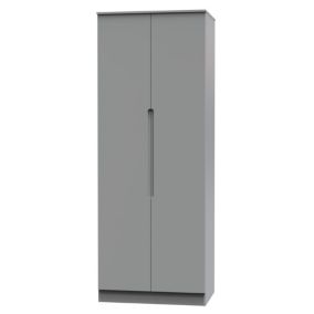 Milan Ready assembled Modern Grey Tall Double Wardrobe (H)1970mm (W)770mm (D)530mm
