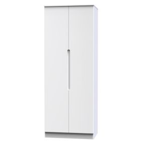 Milan Ready assembled Modern White Tall Double Wardrobe (H)1970mm (W)770mm (D)530mm