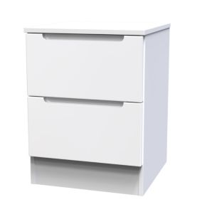 Milan Ready assembled White 2 Drawer Bedside chest (H)495mm (W)370mm (D)390mm