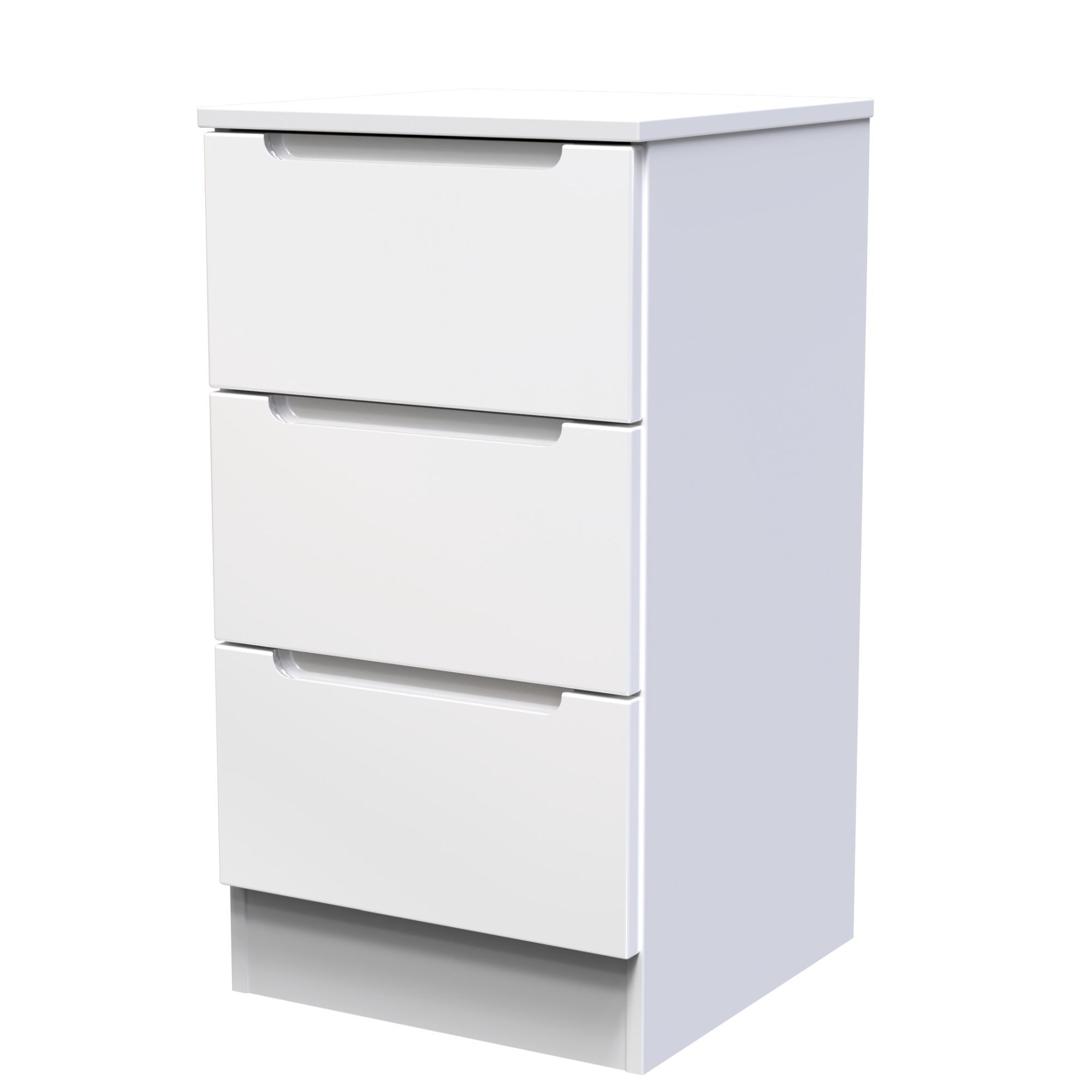 Milan Ready assembled White 3 Drawer Bedside chest H 685mm W 370mm D 390mm