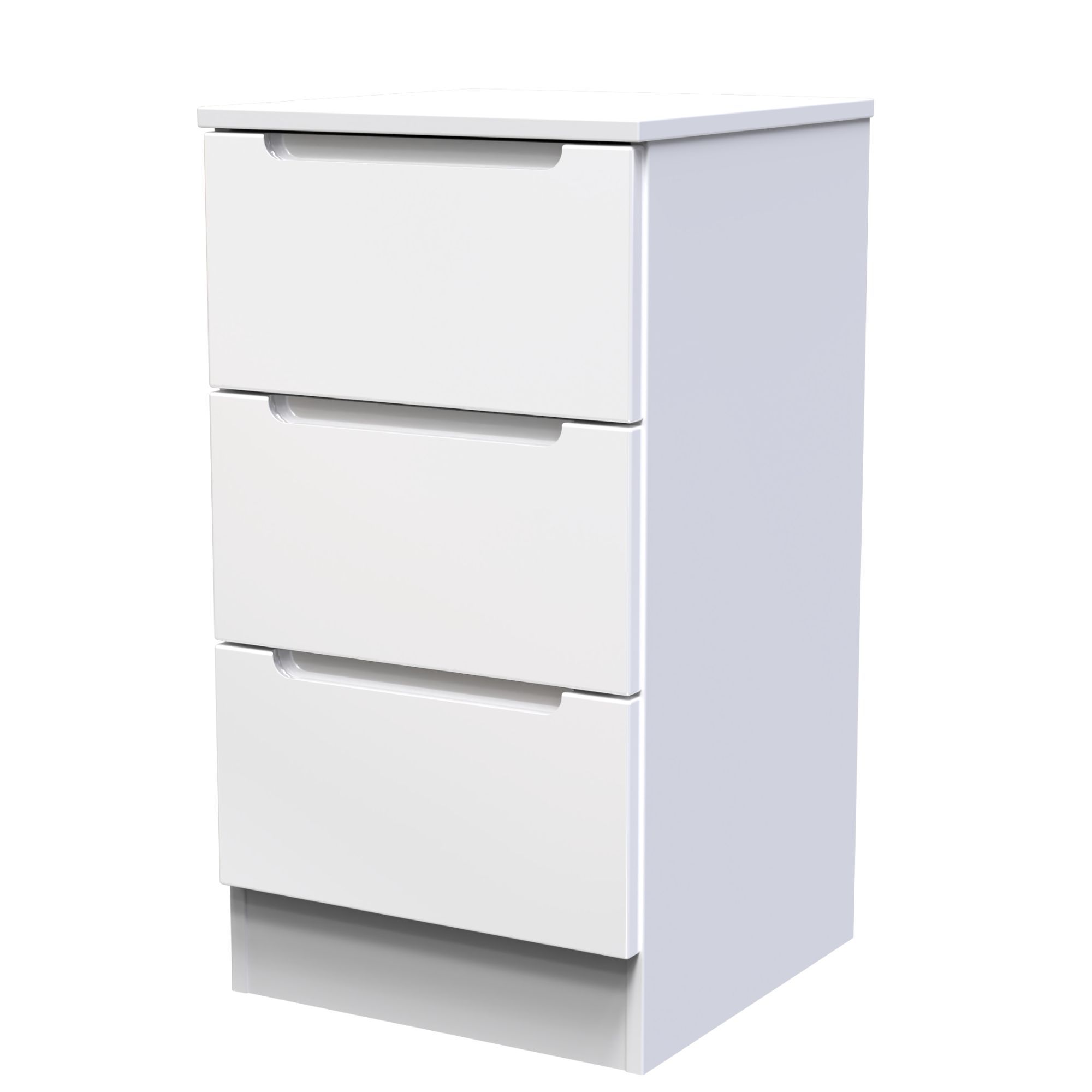 Milan Ready assembled White 3 Drawer Bedside chest (H)685mm (W)370mm (D)390mm