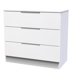 Milan Ready assembled White 3 Drawer Chest (H)685mm (W)740mm (D)390mm