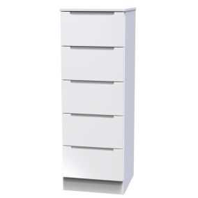 Milan Ready assembled White 5 Drawer Bedside chest (H)1067mm (W)370mm (D)390mm